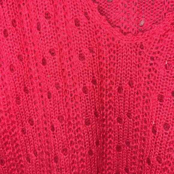 Vintage Sostanza Pink Open Knit Mohair Blend Sweater Size Large Oversize… - Picture 3 of 6